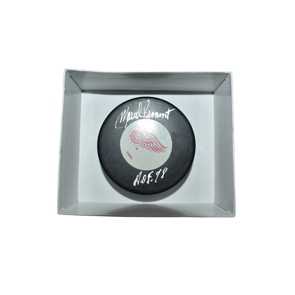 Detroit Red Wings Marcel Pronovost Signed Hockey Puck, H.O.F. 78